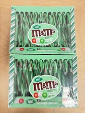 2 Packs of M&M's Chocolate Mint Flavored Candy Canes 36 Total | Best By 07/27