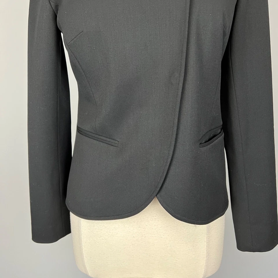Lafayette 148 Womens Black Structured Blazer Jacket Snap Front Wool size 2 - Image 3 of 4