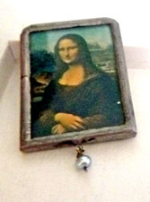 PURSE MIRROR Lisa Salazar Altered ART multi-color MONA LISA Handmade Vintage