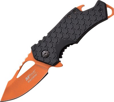 Mtech Framelock A/O Orange 3'' closed. 2 1/4'' assisted opening orange finish 440