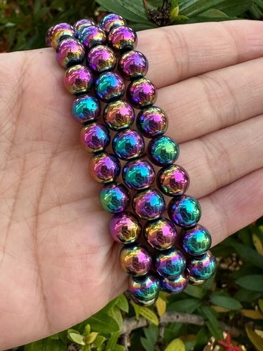 Venta al por mayor Pulseras de cuentas de piedras preciosas genuinas grado A++ hematita multicolor 7,5 pulgadas - Imagen 4 de 8
