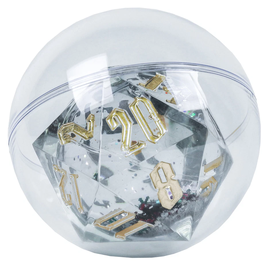 Grande 54mm D20 Neve Globe - Argento Inchiostro Con Colorato Fiocchi di Neve - Immagine 2 di 2
