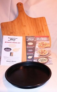 PowerAirFryer Wood Pizza Peel 14X14 And 6" Handle Manual Recipes Dish No Stone 