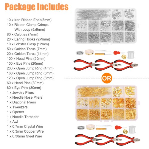 Kit de fabricación de joyas herramientas de reparación de cuentas collares pulseras suministros artesanales hágalo usted mismo - Imagen 11 de 15