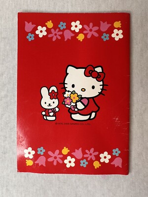✨Vintage USED Sanrio Hello Kitty Red Notebook 2000 Flowers My