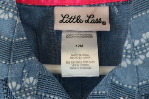 Little Lass Baby Girl Blue White Glitter Holiday Sleeveless Tulle Dress Sz 12 Mo - Picture 3 of 3