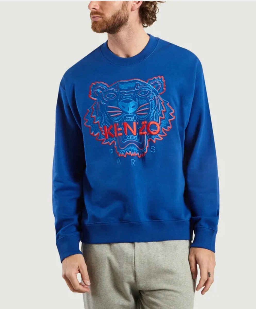 Kenzo Paris Men's Two Toned Tiger Sweatshirt French Blue