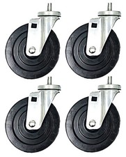 5" x 1-1/4" Hard Rubber on Threaded Stem Caster B1 - 4 Swivels