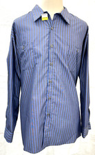 RED KAP Gray Blue Stripe Long Sleeve Uniform Work Shirt Men's Size 4XL SP14EX2