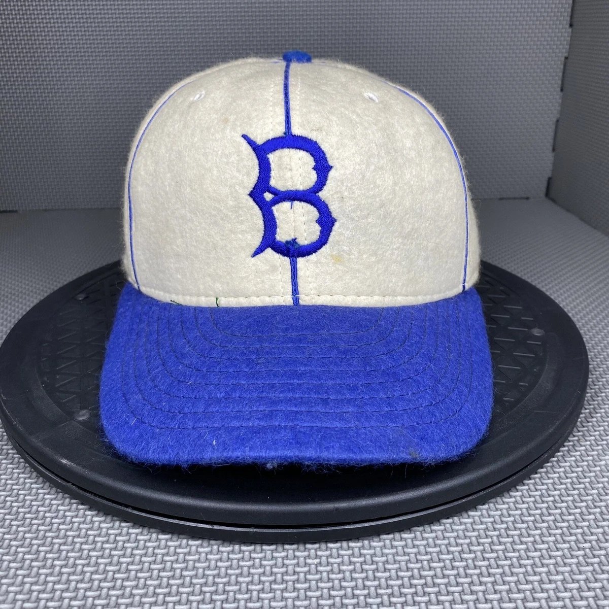 American Needle Fitted Hat Brooklyn LA Dodgers Blue White Pin Stripe Cooperstown