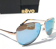 NEW REVO RELAY PETITE Shiny Gold POLARIZED Blue Lens Sunglass 1156 04 BL