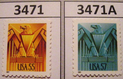 Art Deco Eagles Complete Set 2 High Denomination MNH Stamps Scott's 3471 & 3471A - Picture 2 of 4