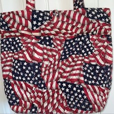 American flag print quilted medium tote bag