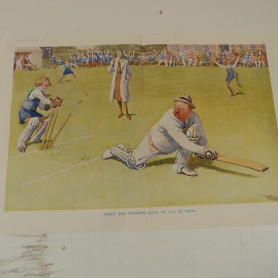 Punch Cartoon 1929 CRICKET - Was unsere Väter ertragen müssen, F. Reynolds
