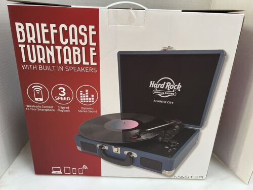 NEW Master Briefcase Turntable Record Player -WiFi From Phone - HARD ROCK - Picture 2 of 2