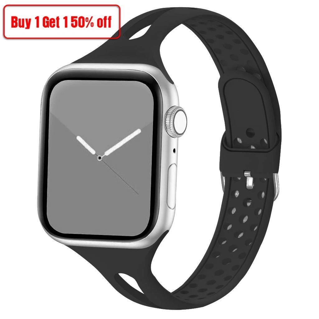 Soft Slim Silicone Sport Strap iWatch Band for Apple Watch Series 8 7 6 5 4 3 2