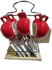 19 Pc Espresso Coffee 6 Cup 6 Saucer 6 Spoons & Rack ☕️ 3.3oz Cuban Cafecito