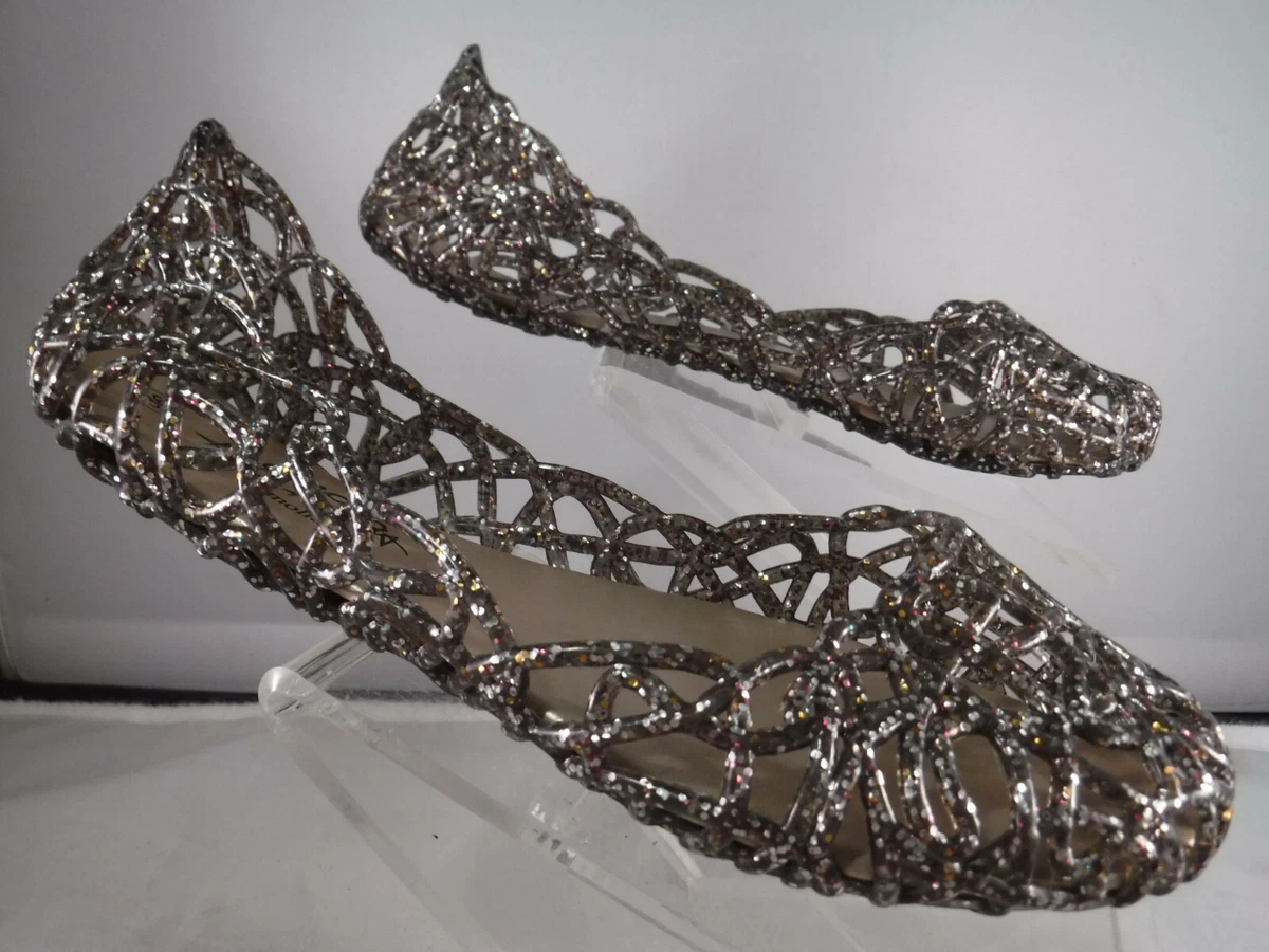 FC8 Ladies KOMOLLO Silver Glitter Cut Out Jelly Plastic Ballet
