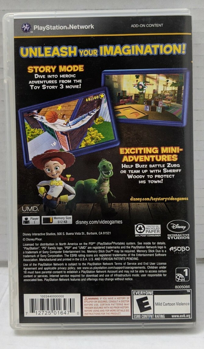 Toy Story 3 (Sony PSP, 2010) UMD Video Game Tested with case and
