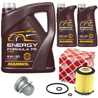 MotoröL Set Mannol 5W30 7 Liter + ÖLfilter + Schraube FüR Mercedes C-Klasse W205