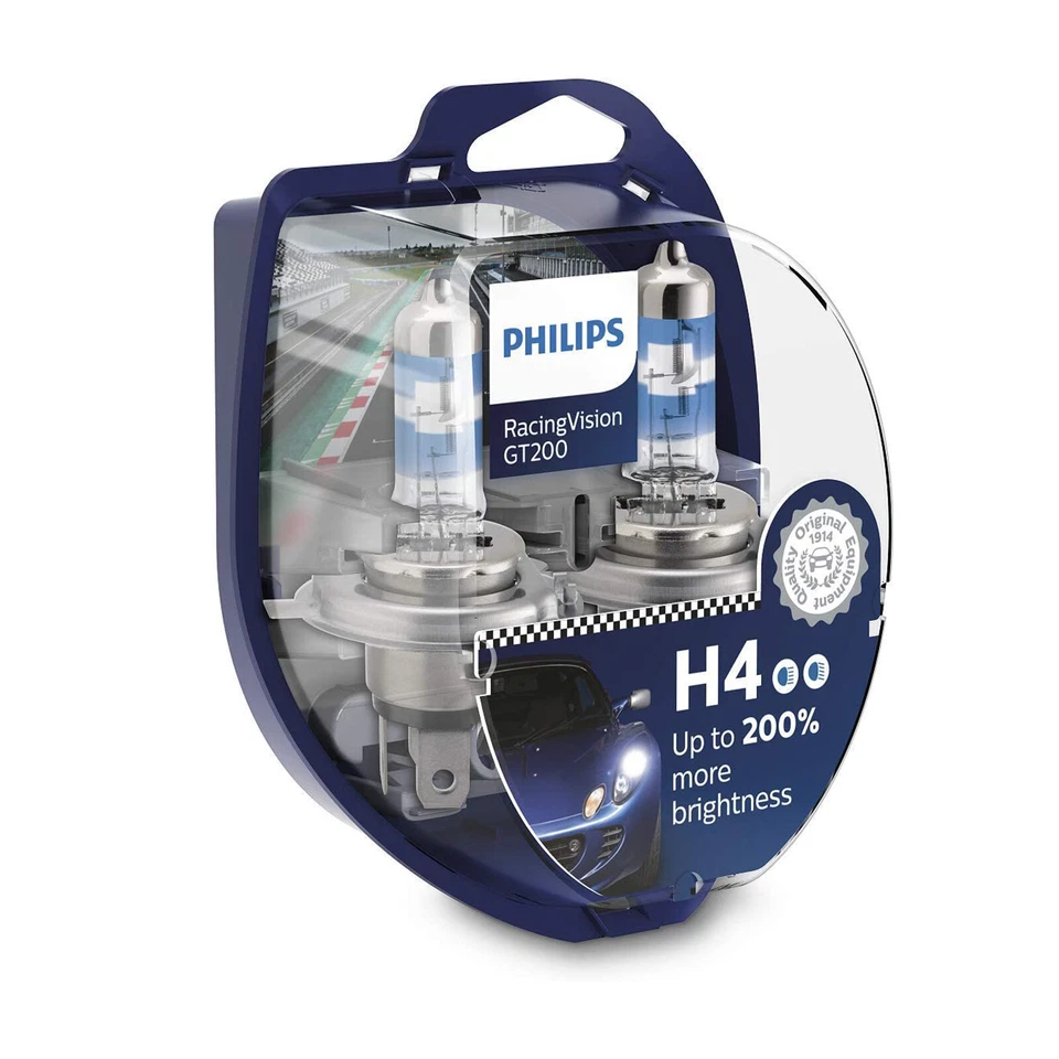 H4 PHILIPS RacingVision GT200 2X Halogen Scheinwerfer Lampe Car Bulbs NEU - Bild 2 von 4