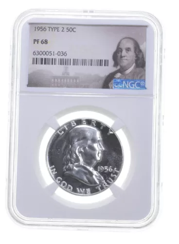 PF68 1956 Proof Franklin Half Dollar Type 2 NGC Graded Spot Free PR68