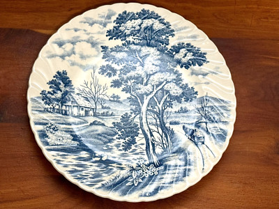 Vintage Nasco Blue River Japan Country Scene Lunch Salad Plate - 9''
