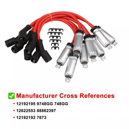 Set of 8 UF271 Square Ignition Coil & Spark Plug Wire For Chevy Silverado GMC US - Bild 13 von 24