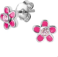 925 Silber Kinder Ohrstecker Blume Rosa Emaille & Zirkonia - Yep! Ohrringe Gesch