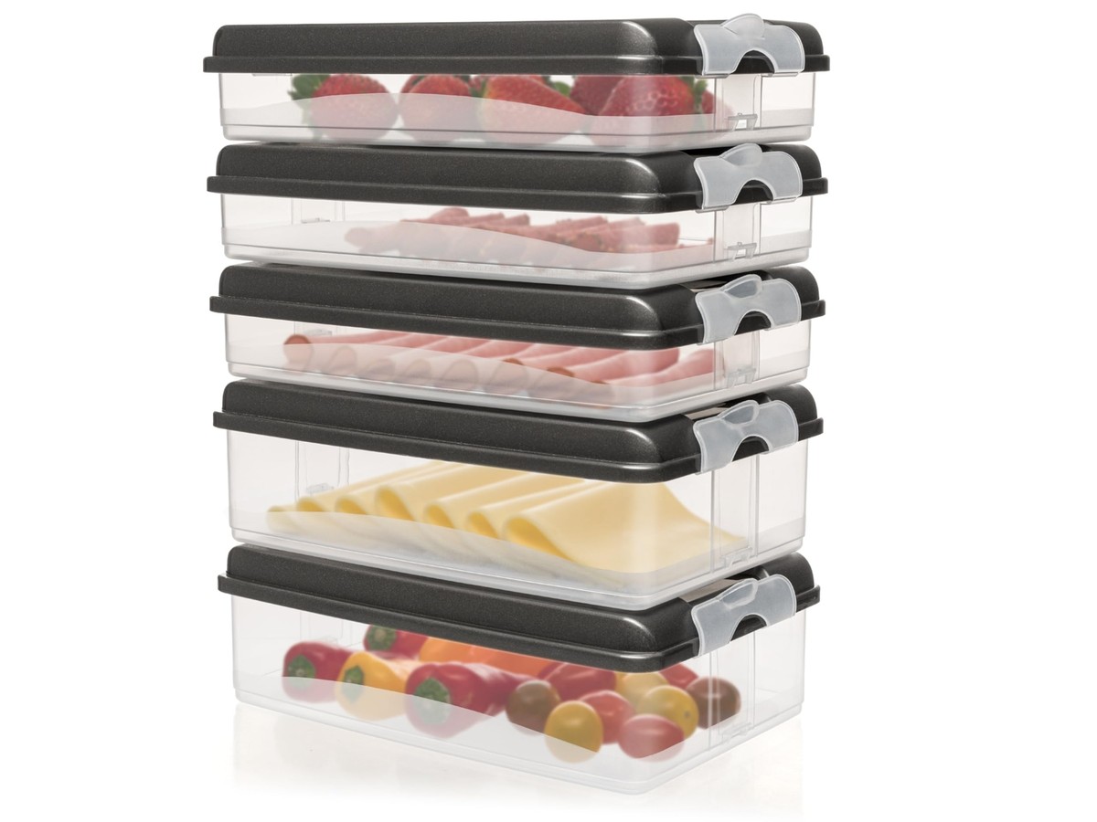 Aufbewahrungsbox Für Fleisch & Käse Mit 4 Fächern - BPA-frei, Spülmaschinengeeignet, Klar