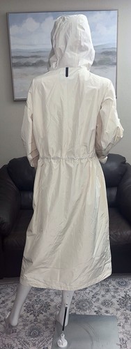 MACKAGE BREENA Women’s Long Rain Coat Jacket Drawcord Waist Hood sz Large Cream - Picture 8 of 16