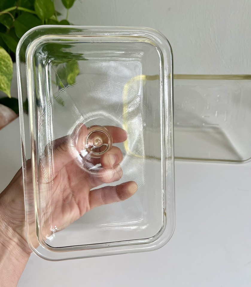 Vintage Glasbake 805 Loaf Pan w/ Lid Rectangular Container Refrigerator