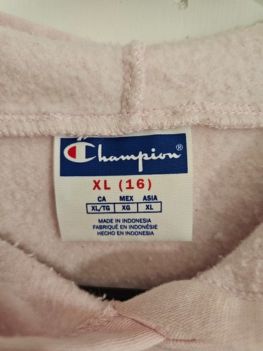 Girls Champion Powerblend Fleece Hoodie Pink XL (16) Pocket Hooded - Picture 3 of 4