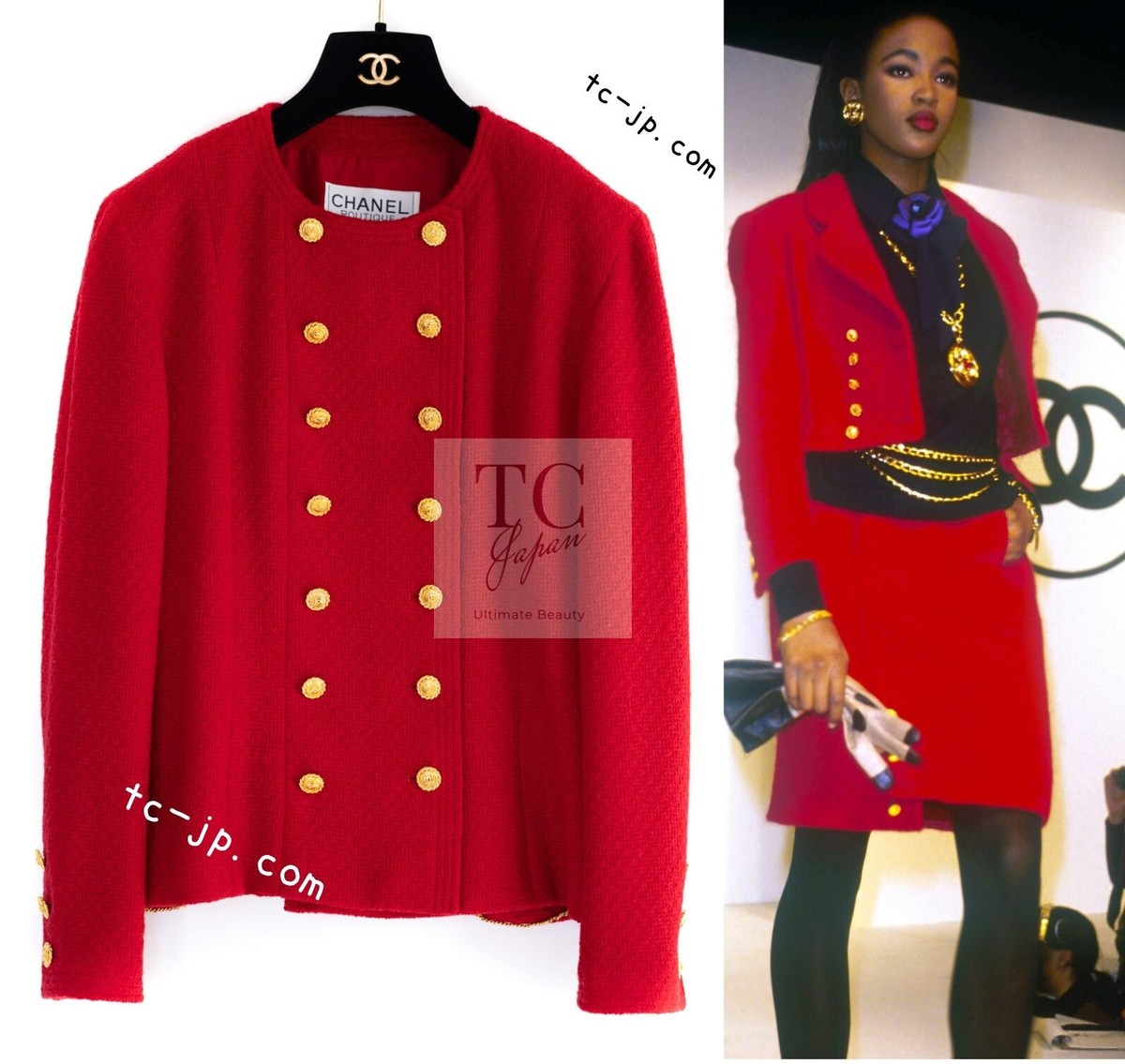 ☆人気☆【ROLAROLA】☆TWEED BUTTON JACKE.T☆ジャケット☆ CHANEL 88A Vintage Red CC Gold Button Double Tweed Jacket 38