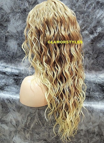LACE FRONT FULL WIG LONG CURLY LAYERED MEDIUM BLONDE MIX T27.613 HEAT OK NWT - Picture 5 of 9