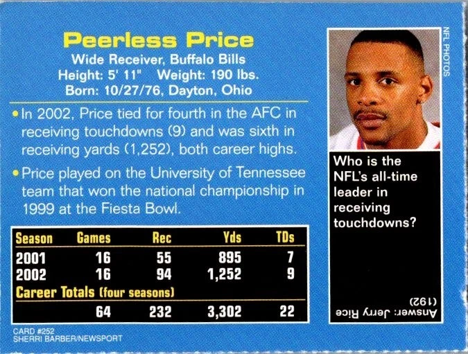 2003 Sports Illustrated for Kids Series 3 Peerless Price #252 Buffalo Bills - Image 2 of 2