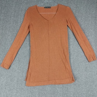 PERUVIAN CONNECTION WOMEN RUST BROWN TUNIC LENGTH 100% PIMA COTTON SWEATER SZ XS