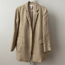 Chico's 100 Linen Glitter MobWife Office Siren Metallic Gold Blazer 1 Gold