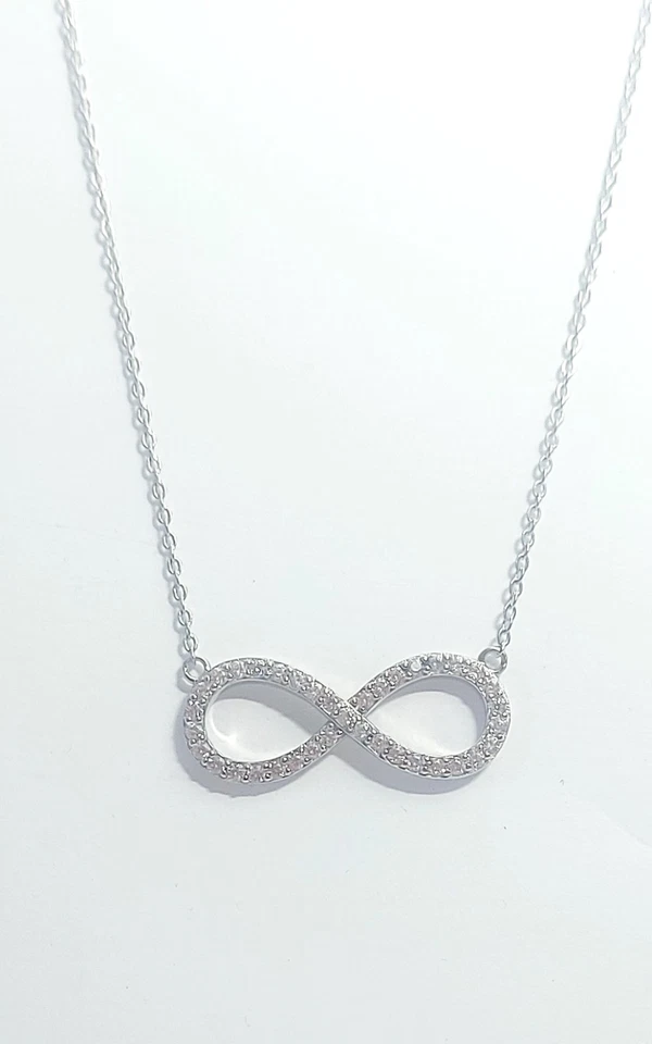 Collana Argento 925 Donna Infinito Ciondolo Gioiello Zirconi Brillanti e  Catena - Immagine 2 di 4