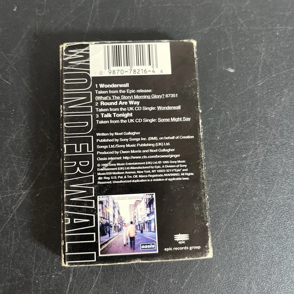 Wonderwall [Single] by Oasis (Cassette, Jan-1996, Epic) 3 Songs Brit Rock 90s Foto 2 de 4