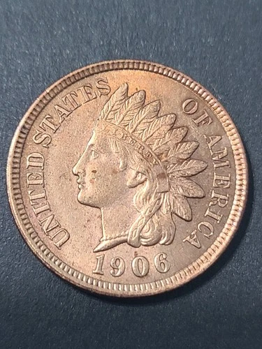 Uncirculated 1906 Indian Head Cent with 4 Diamonds. Rare in This Condition.