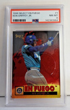 Pinnacle 1996 Select En Fuego Ken Griffey Jr. #1 Seattle Mariners Baseball PSA 8