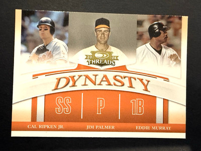 2008 Donruss Threads Dynasty #D-1 Cal Ripken & Jim Palmer & Eddie Murray *Sharp