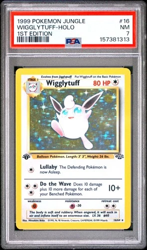 1999 POKEMON JUNGLE 1ST EDITION #16 WIGGLYTUFF-HOLO PSA 7