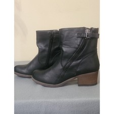 Crown Vintage Women's Black Ankle Boots with Side Zip Low Block Heel - Size 11M