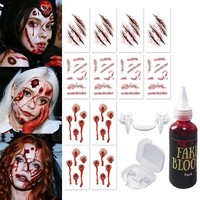 Halloween-Make-Up-Set Tattoos Abwaschbar Kunstblut Und Vampir-ZäHne