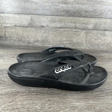 Crocs Sandals Womens Size 8 Black Flip Flops Thong Iconic Comfort M6 Croslite