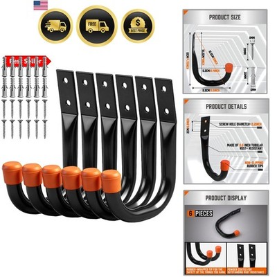 6-Pack Heavy Duty Metal Wall Hooks, Large Garage Storage & Organization Hooks...