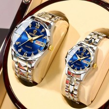 2pcs/set Couple Watches 30M Waterproof Fashion Valentine's Day Gift Stainless St