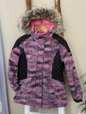Free Country Girls Pink Multicolor Hooded Full-Zip Ski Parka Jacket Sz L 14/16 